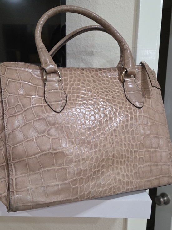 Abro Handbags - Abri Classic Croc-Embossed Tote Handbag in Taupe